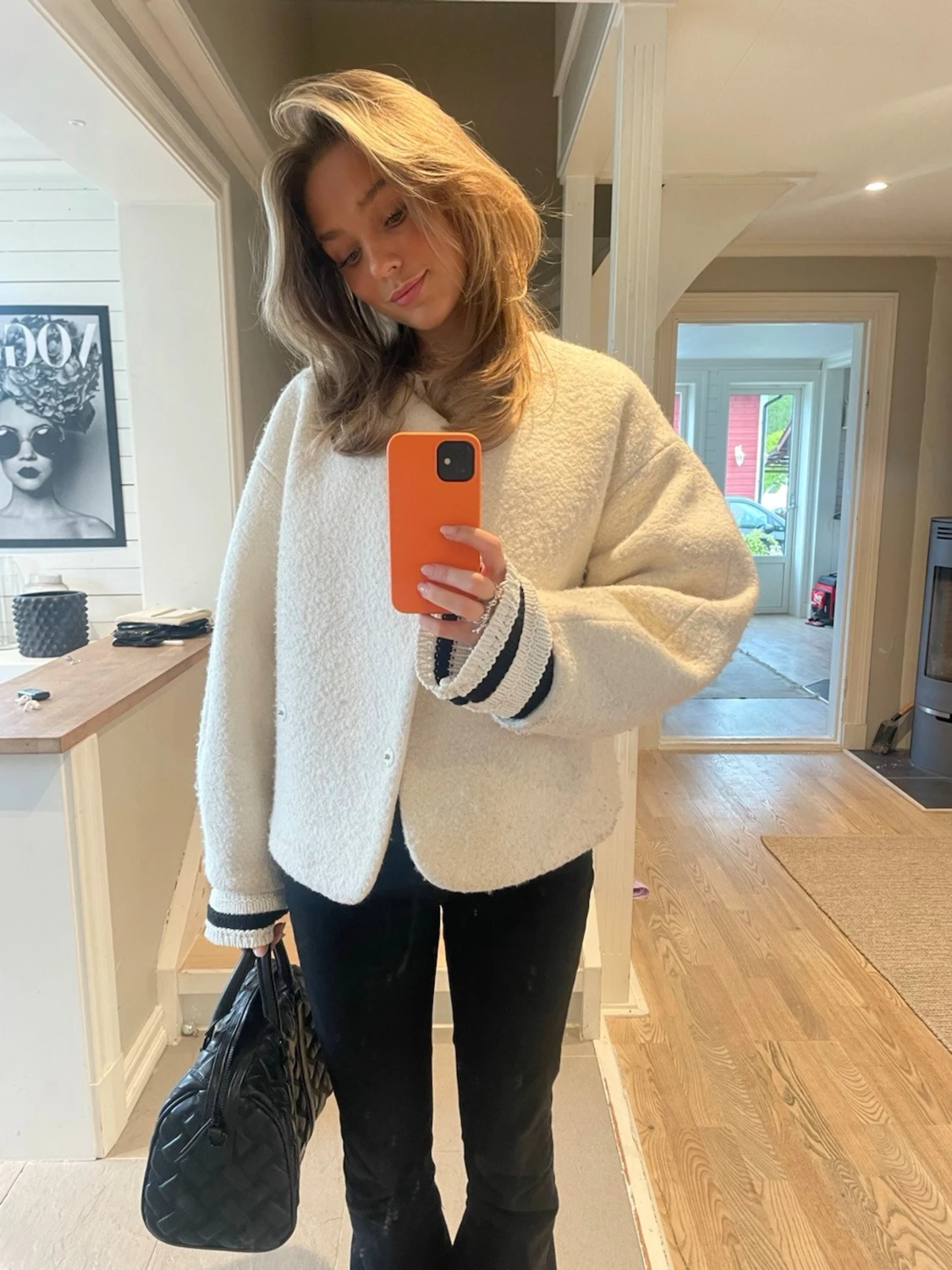 Vit kort ullkappa - 5