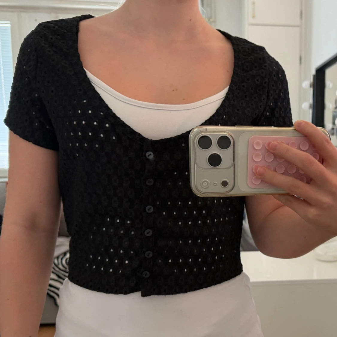 Svart croppad spetsig topp H&M - 2