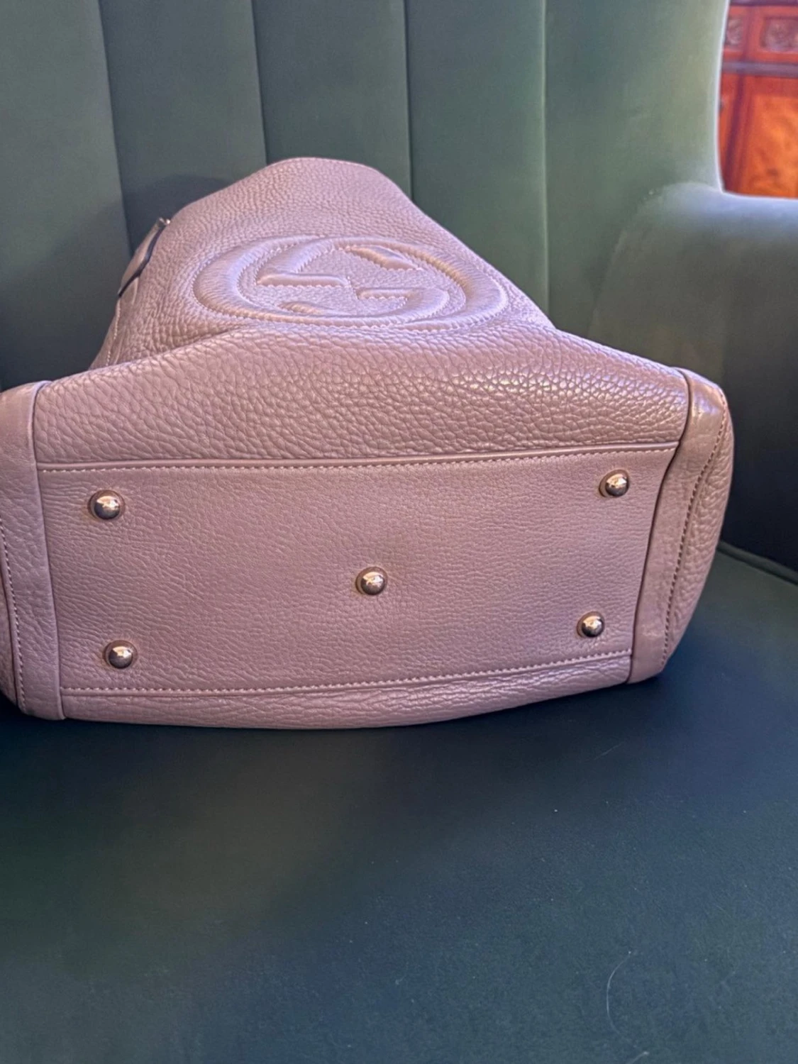 Grå Gucci Soho handväska i läder - 6