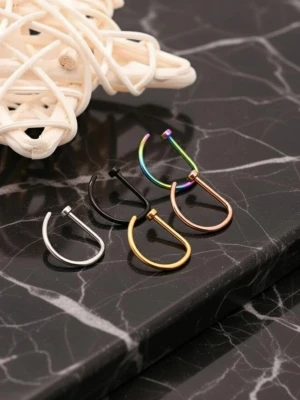 Näsringar 5-pack - 5 näsringar. Du behöver göra håltag. Trendiga Rostfritt stål. 8 mm bred. 0,1 cm rundhet.