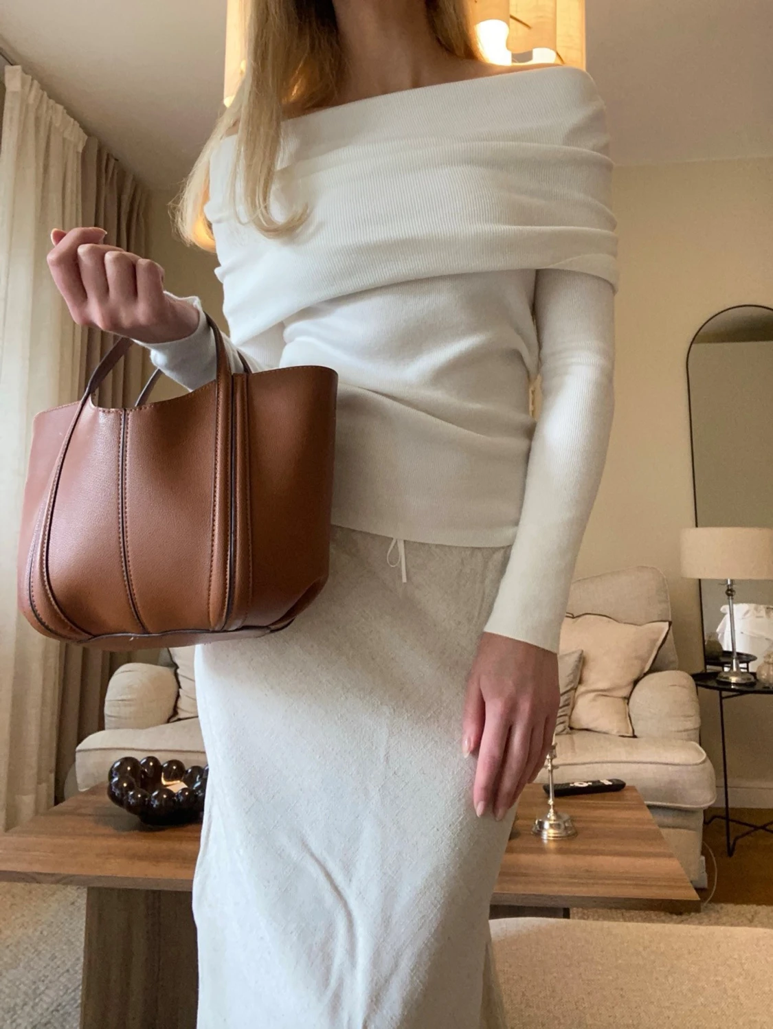 Vit off shoulder tröja 