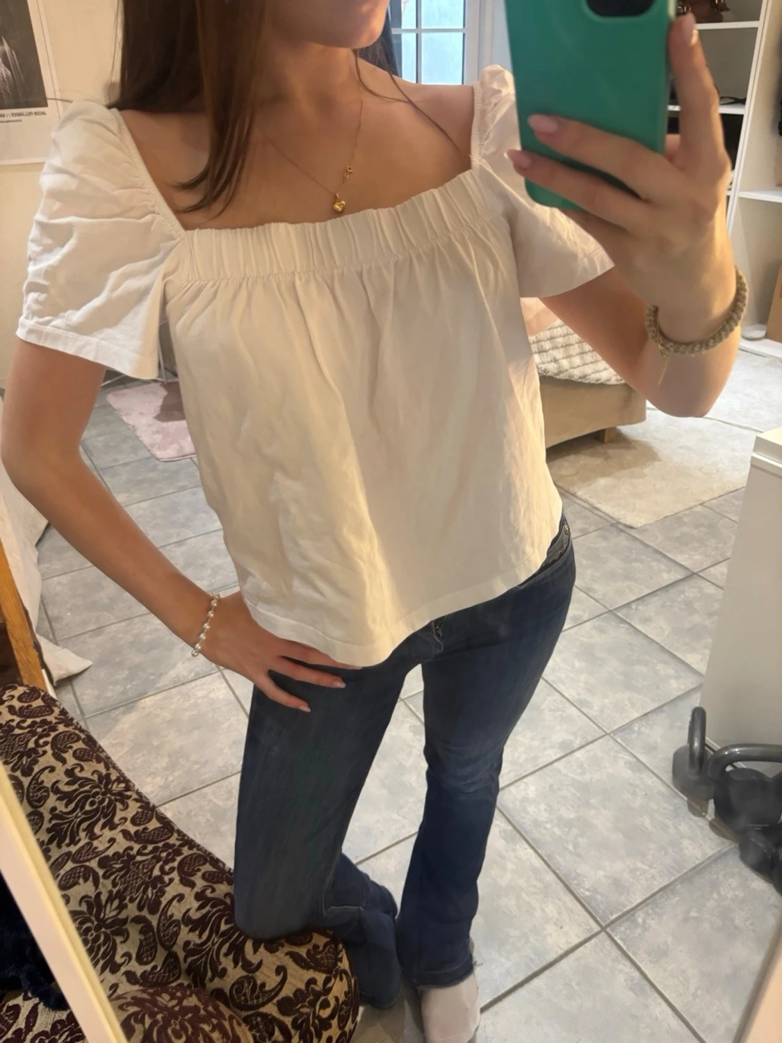 Vit offshoulder topp i bomull - 1