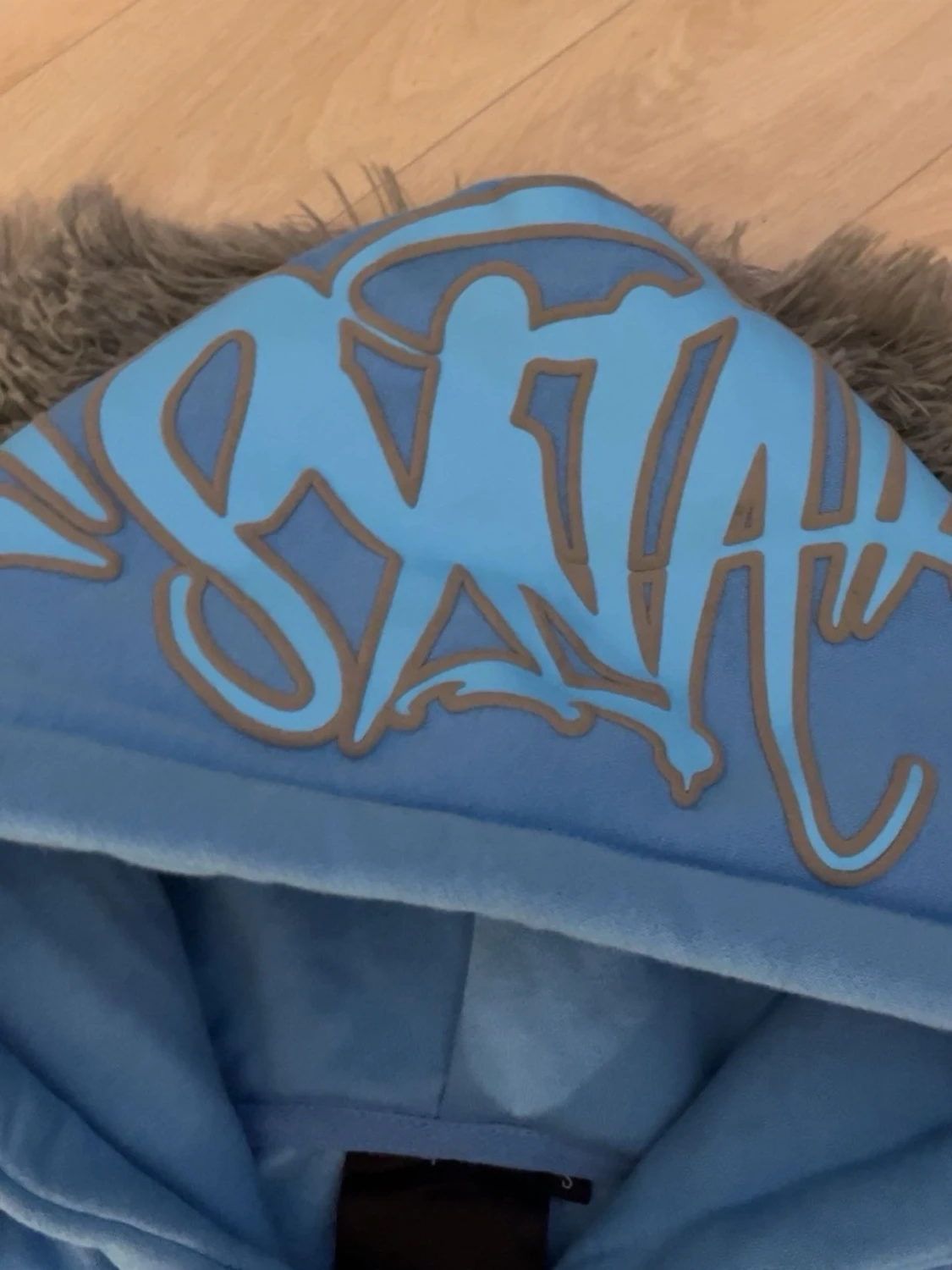 Blå mjukisbyxor med brodyr - 1