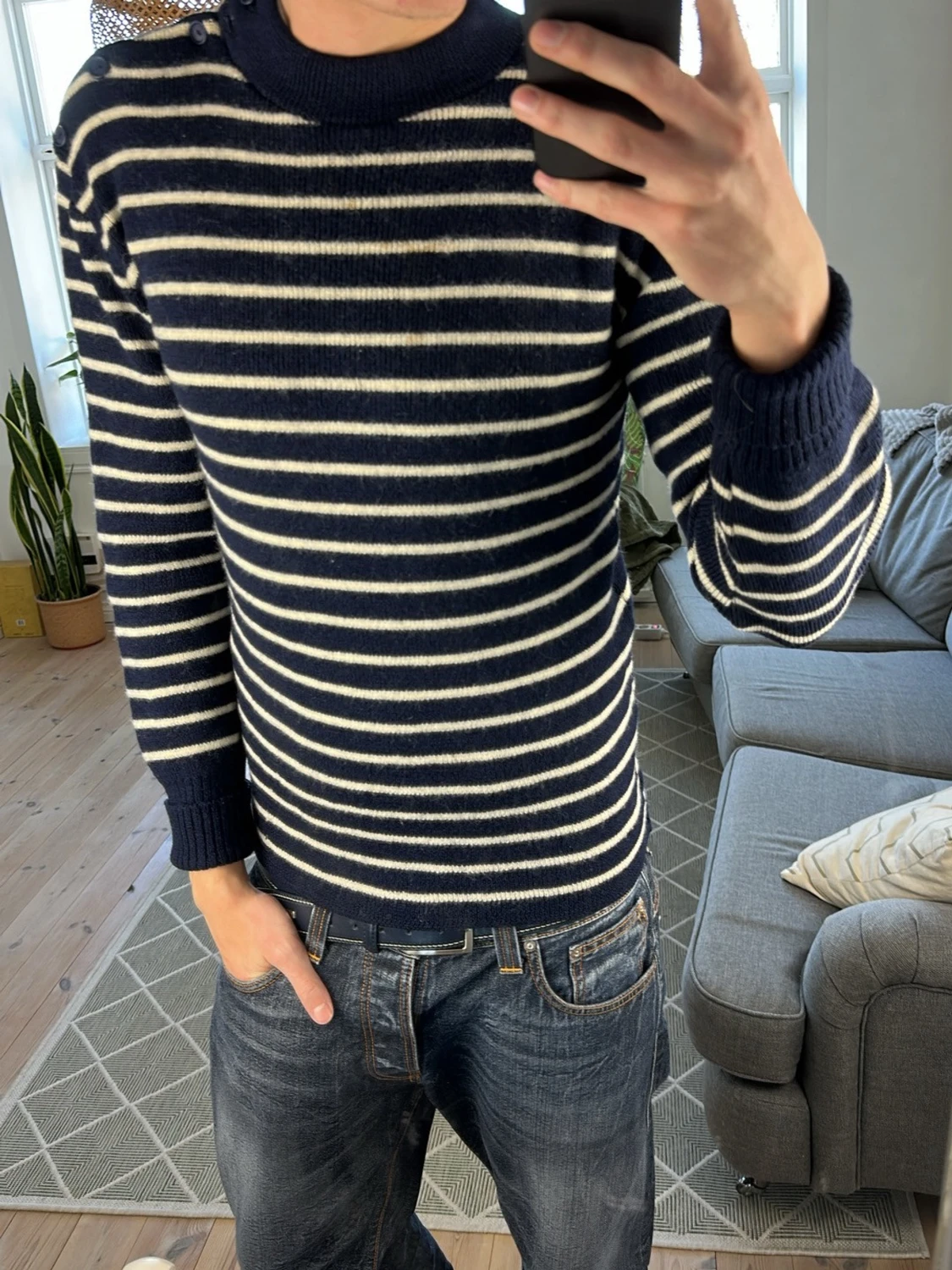 Randig stickad tröja  - 1