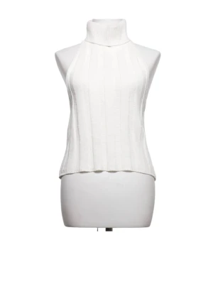 zara polo topp - superfin vit stickad polo topp med öppen rygg, zara, storlek M 🤍 