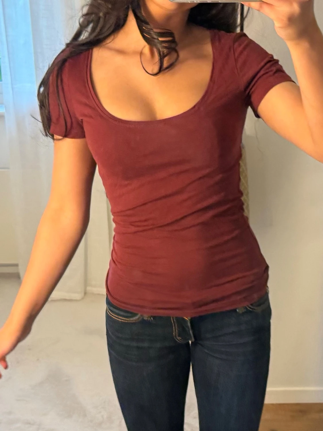 Vinröd tight topp - 1