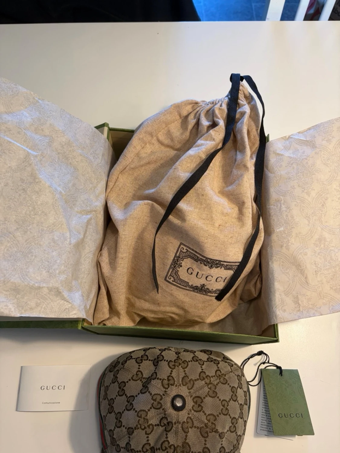 Gucci beige keps med GG-mönster - 5