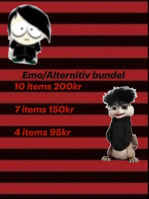Emo/Alternativ klädbundle - Säljer en bundle med kläder i emo och alternativ stil. Medela om vilken storlek och vilken typ av plagg du är intresserad i t.ex t-shirts.