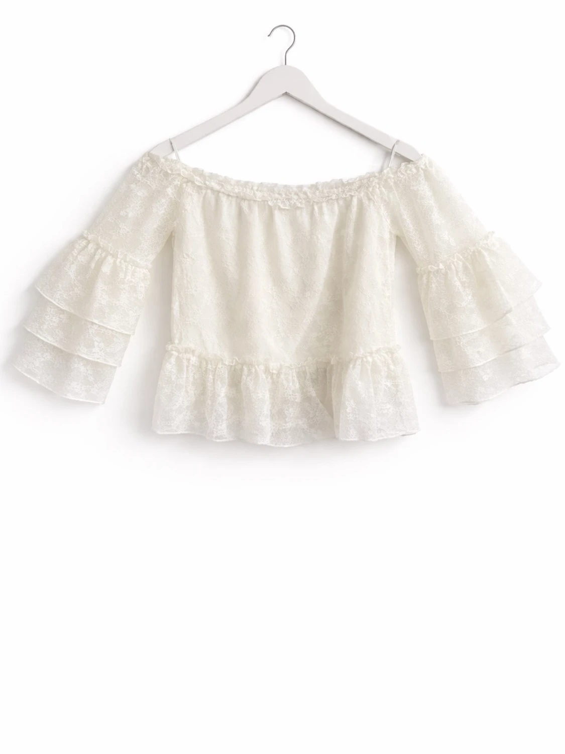 Vit off shoulder spetsblus Bubbleroom