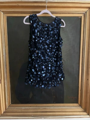 Paljetttopp - Supersnygg topp med stora paljetter🖤✨ Tyget är svart och paljetterna glimmrar blått som på bilden!