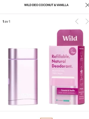 🍒Wild refill case och coconut and vanilla deo🍒 - 🍒WILD refill case och naturlig coconut och vanilla deo utan skadlig aluminium. Kan fyllas på med ny deo. Lite använd. Vill du bara köpa refill caset skriv ett dm. Säljs för 60kr🍒