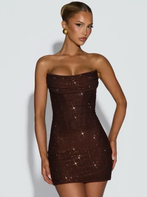 Brun glittrig kort klänning - Babyboo- mirabella mini dress plum brown. Aldrig använd. Ord pris 3000:-