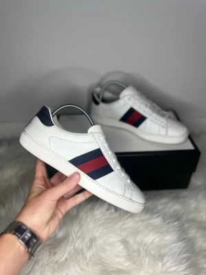 Gucci ace  - Gucci Ace skor!! | Säljer dessa supersnygga Gucci ace skor 💫 | Skorna är i strl 41/ UK 7| Skorna är 9,3/10 skick och sparsamt använda 🌟| Innersulans mått är 27cm och endast skorna ingår | Nypris - ca 9000  sek | Pris kan diskuteras vid snabb affär!! 💸 | För flera bilder eller frågor så är det bara att kontakta mig, skriv gärna till mig innan ni köper!📩