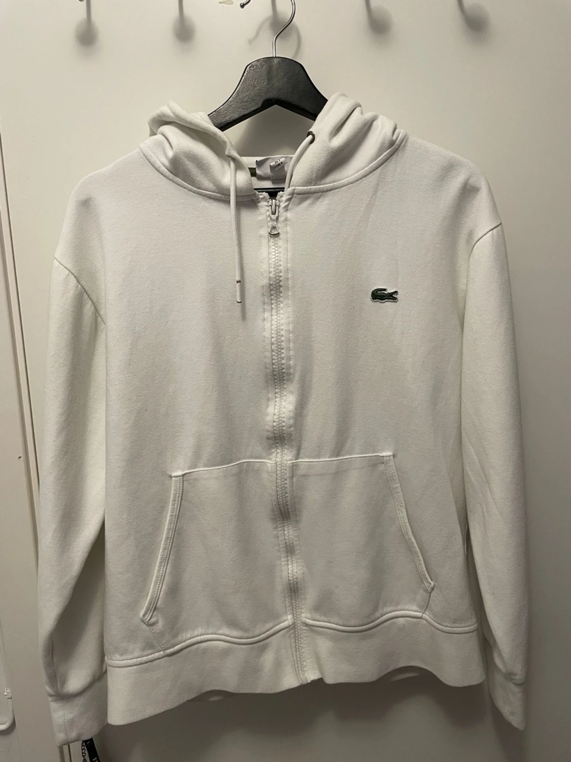 Vit zip hoodie från Lacoste
