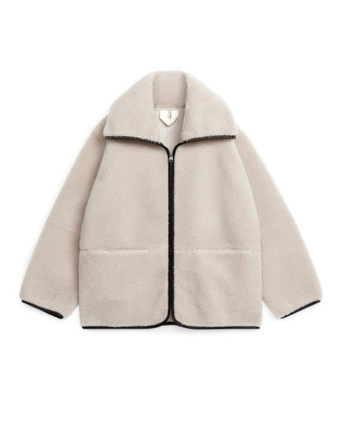 Beige teddyjacka med dragkedja - 1
