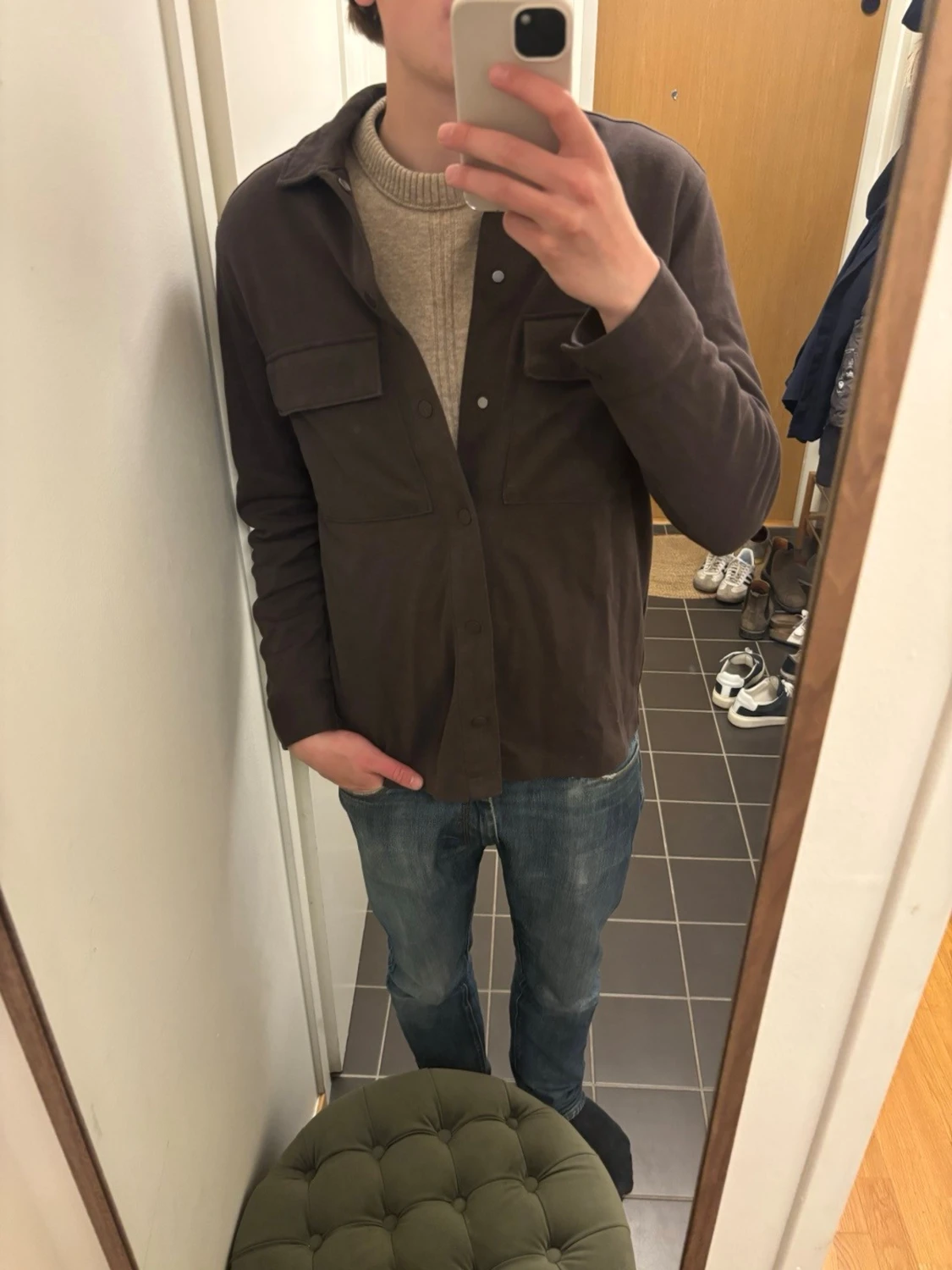 Brun overshirt från H&M Regular Fit