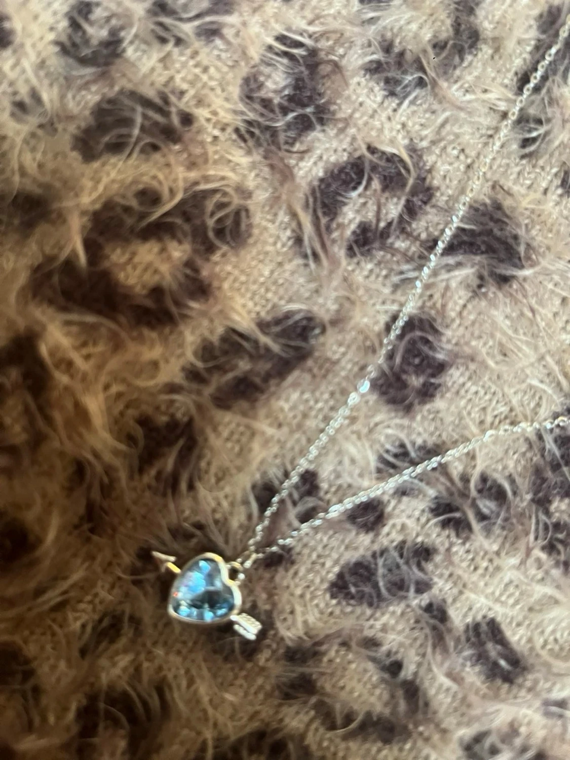 Halsband med blått hjärthänge silver - 1