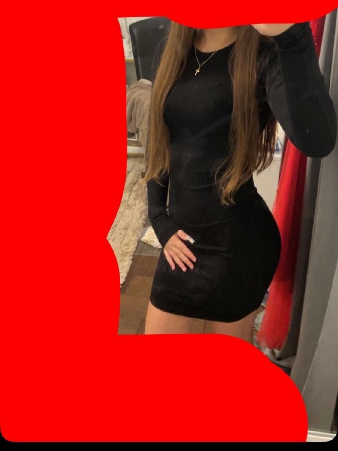 Svart tight långärmad klänning