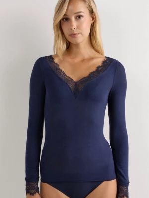 Intimissimi spets tröja - Mörkblå intimissimi tröja med spets💕 Storlek XS-S🤭💕