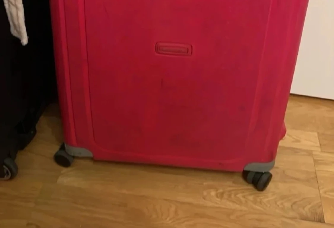 Rosa hård resväska med hjul