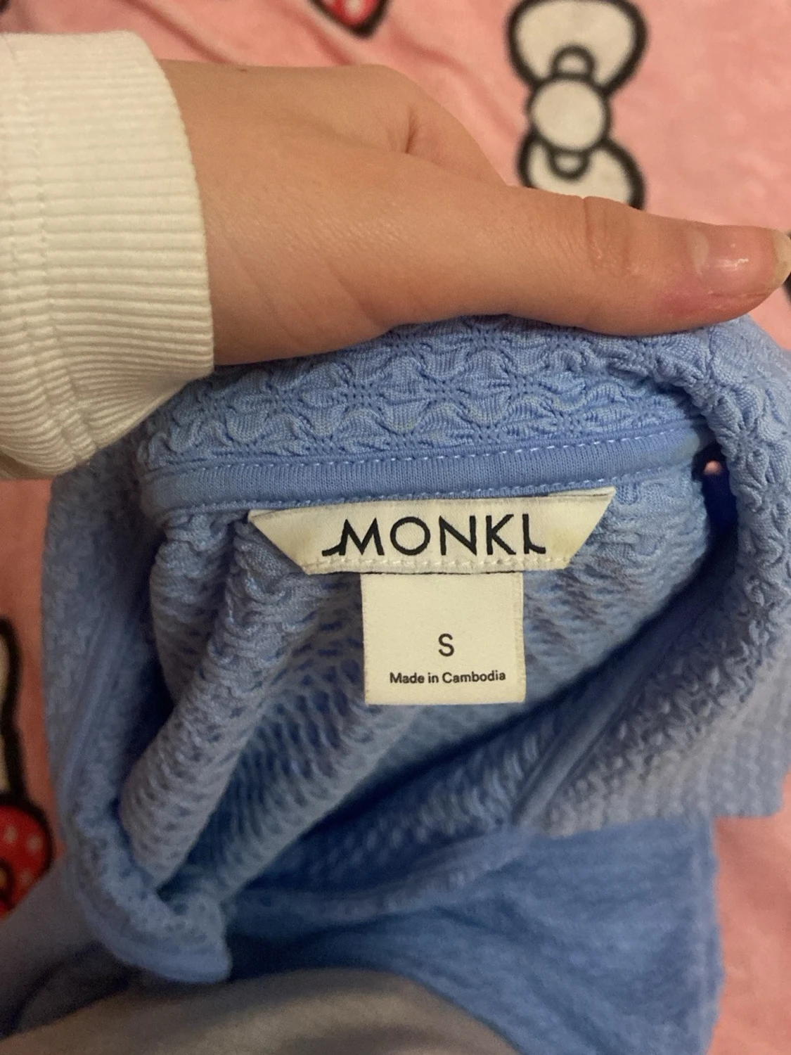 Blå ribbad topp med snörning Monki - 2