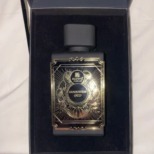 Goodness Oud Parfym - Elegant parfymflaska i svart med guldiga detaljer från Riffs. Doften heter Goodness Oud och flaskan har en fyrkantig form med en stilren design. Perfekt för den som älskar lyxiga och unika dofter.