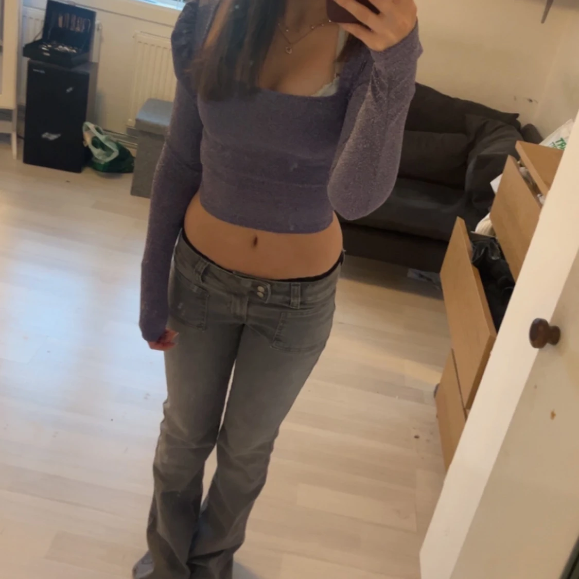 Lila glittrig topp från H&M