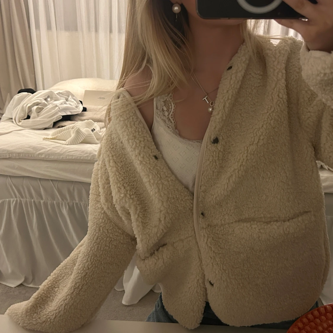 Beige teddyjacka - 1