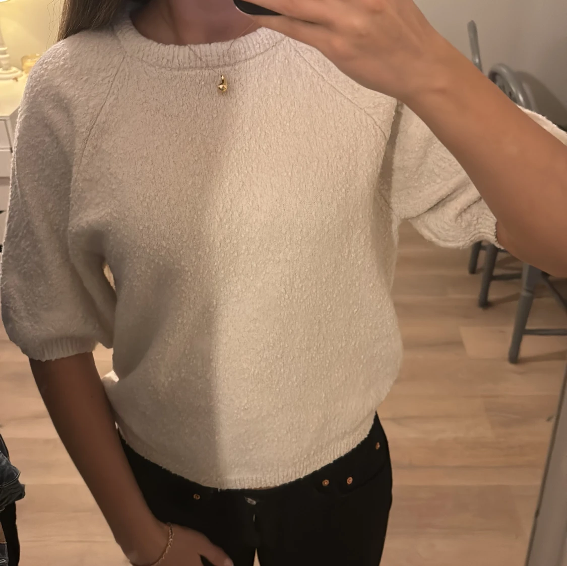 Vit tröja med trekvartsärm - 1