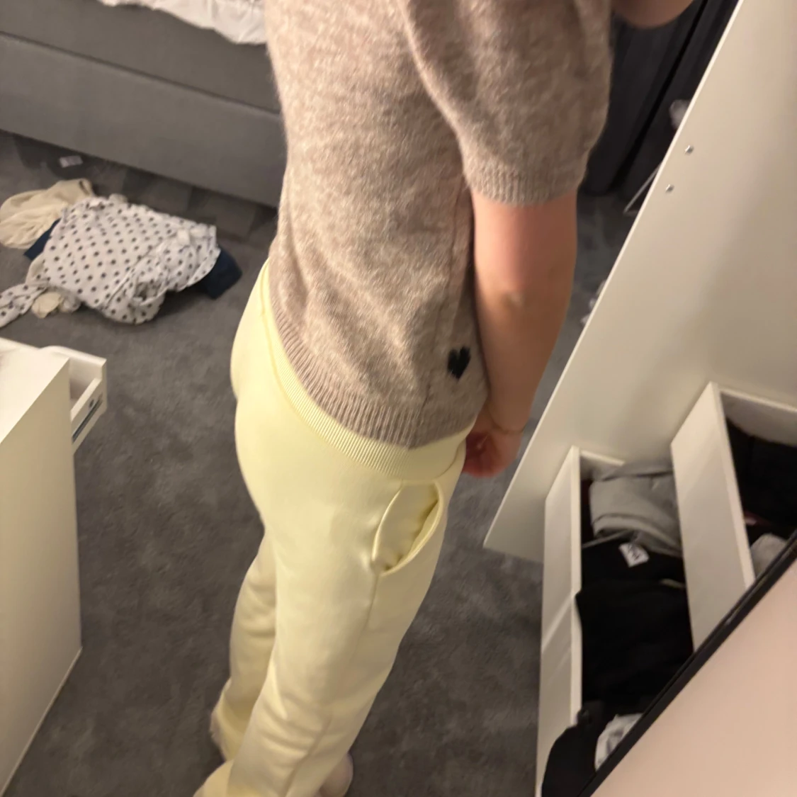 kortärmad stickad tröja - 1