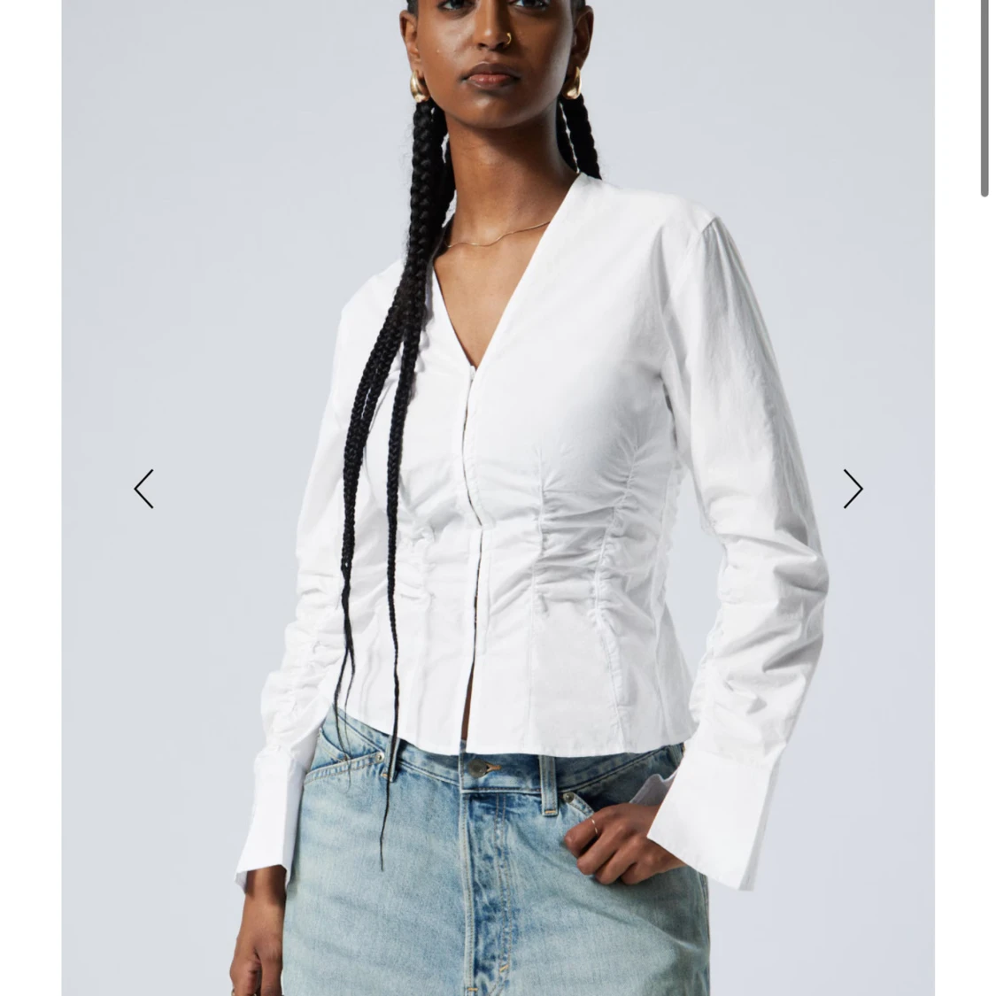 Vit v-ringad blus med dragkedja - 1