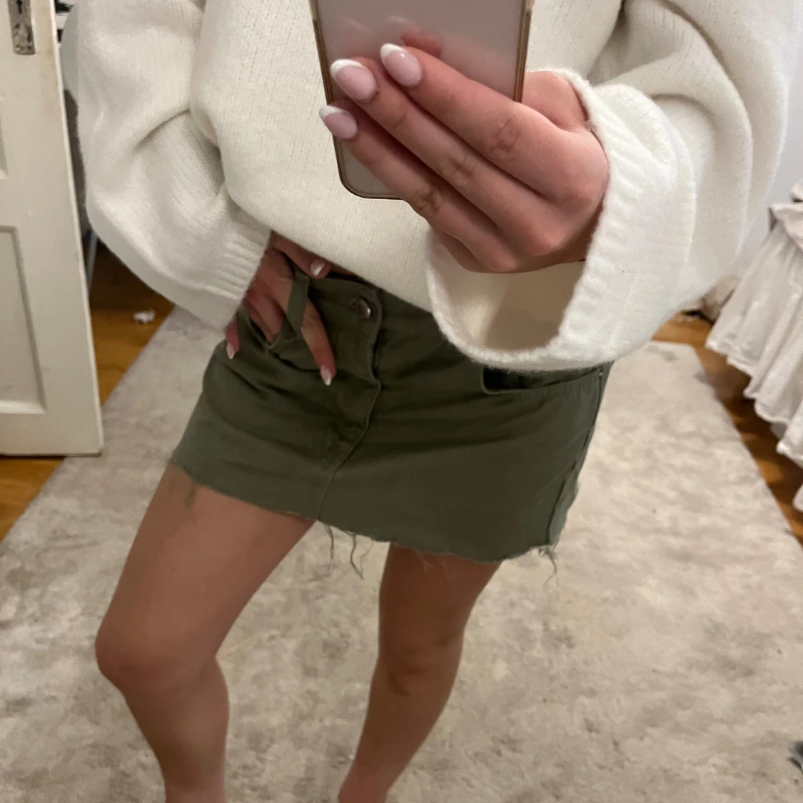 Grön khaki olive jeanskjol