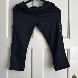 Svarta träningstights från Röhnisch - Svarta träningstights från Röhnisch med diskret logga på benet. Modellen är trekvarts-längd och har en tight passform, perfekta för gym eller löpning. Tillverkade i stretchigt syntetmaterial för maximal rörelsefrihet.