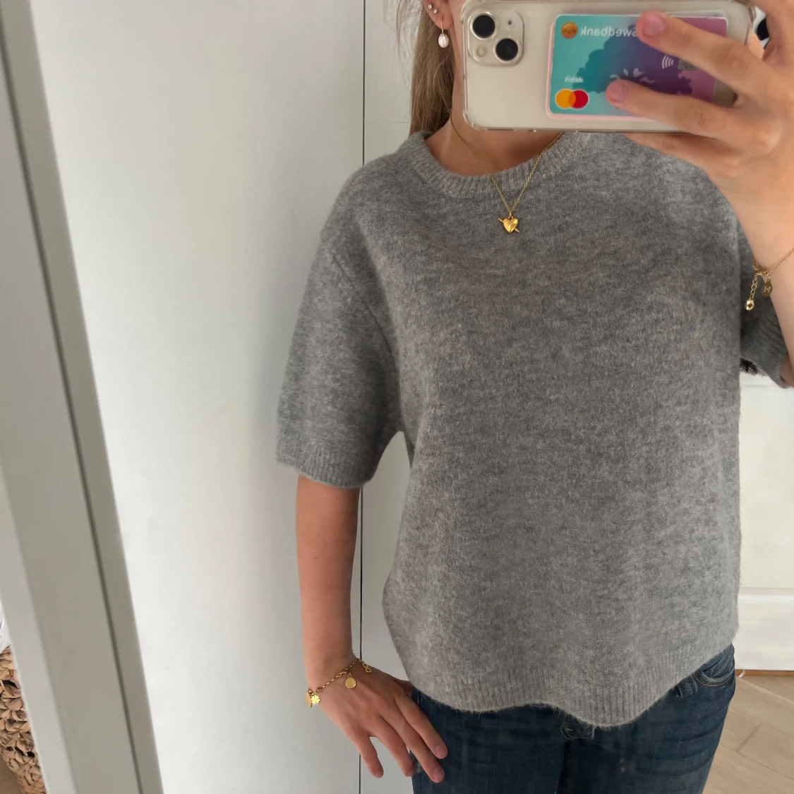 stickad kortärmad tröja från zara  - 1