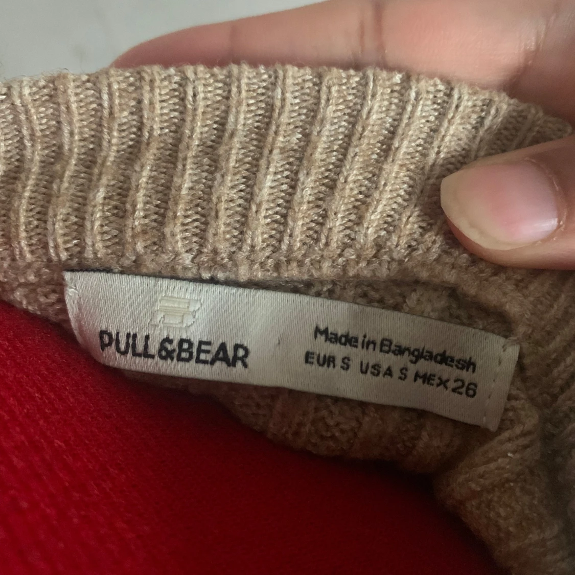 Beige ribbad stickad tröja Pull&Bear - 2