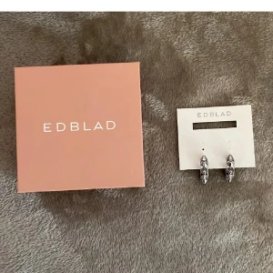 Silvriga örhängen med nitar från Edblad - Coola silvriga örhängen  från Edblad i rostfritt stål med  nitar runt hela örhänget. Perfekta för dig som gillar denna stil. Nypris: 400kr. Mitt pris: 200kr. Bra för dig som vill ha dessa örhängerna, men inte har råd. HELT NYA, ALDRIG ANDVÄNDA!  