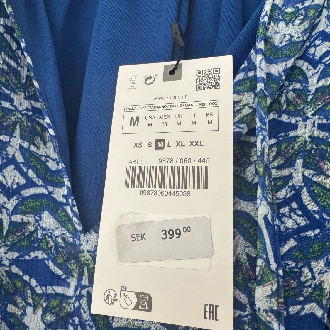 Blåmönstrad kortklänning från Zara - 1