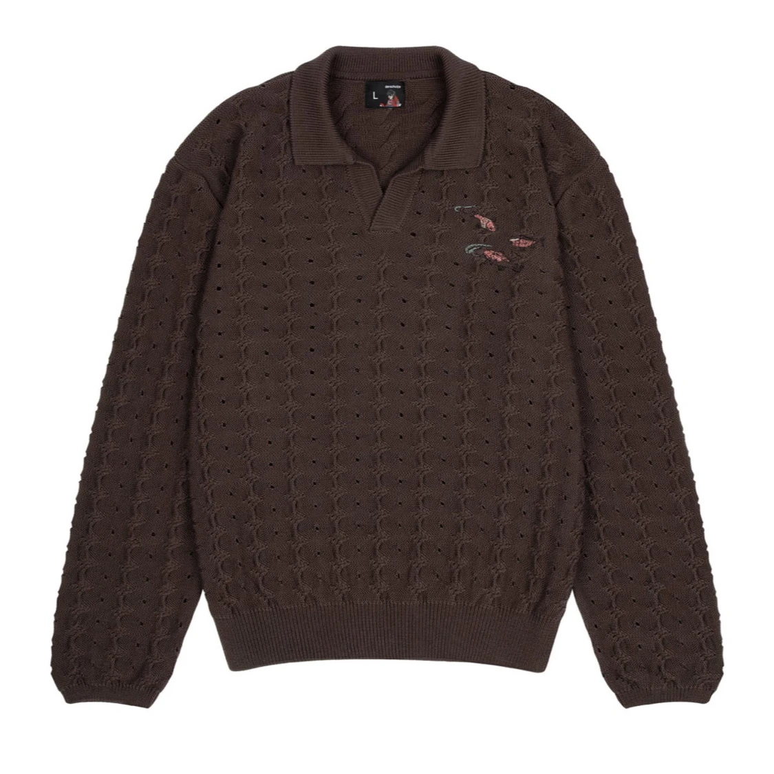 Brun stickad pikétröja