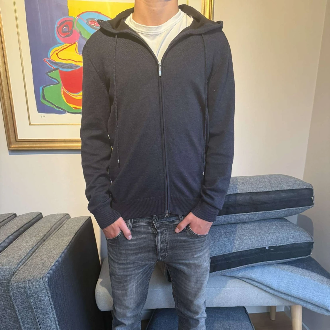 Mörkblå ziphoodie från Gran Sasso