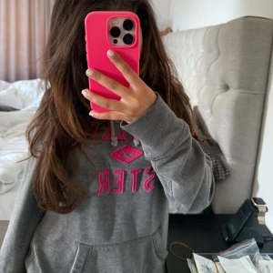 Grå hoodie  - Grå hoodie from hollister med Ross text vet ej storlek men känns som XS-S