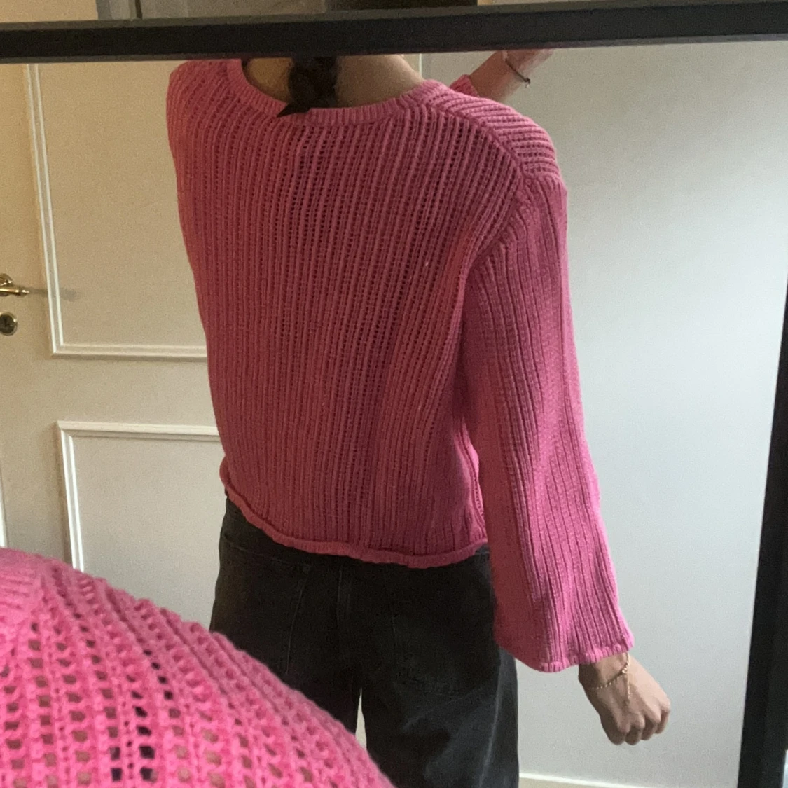 Rosa stickad tröja från Lindex - 1