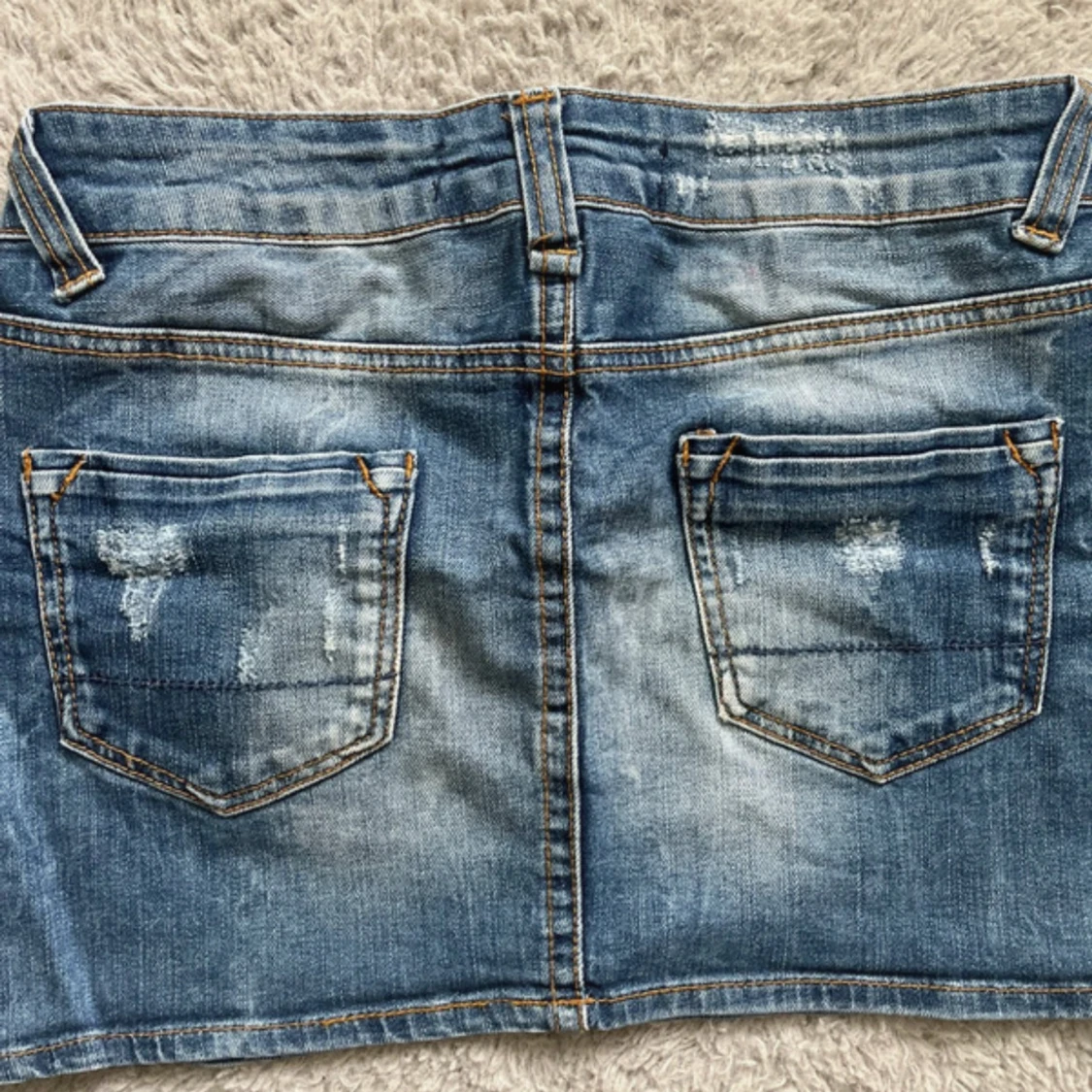 Vintage lågmidjad minikjol denim - 3