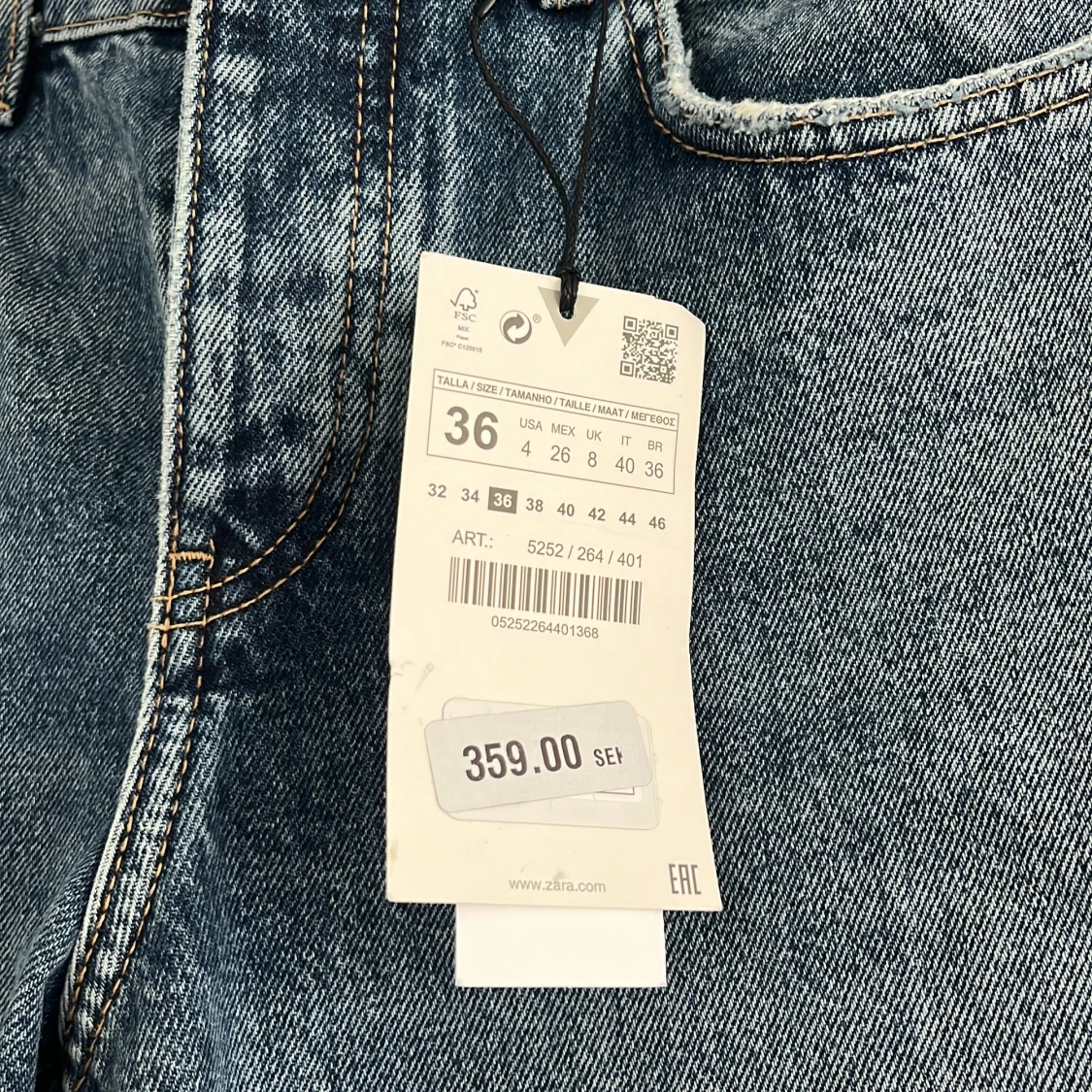 Blå raka jeans från Zara, strl 36 - 2