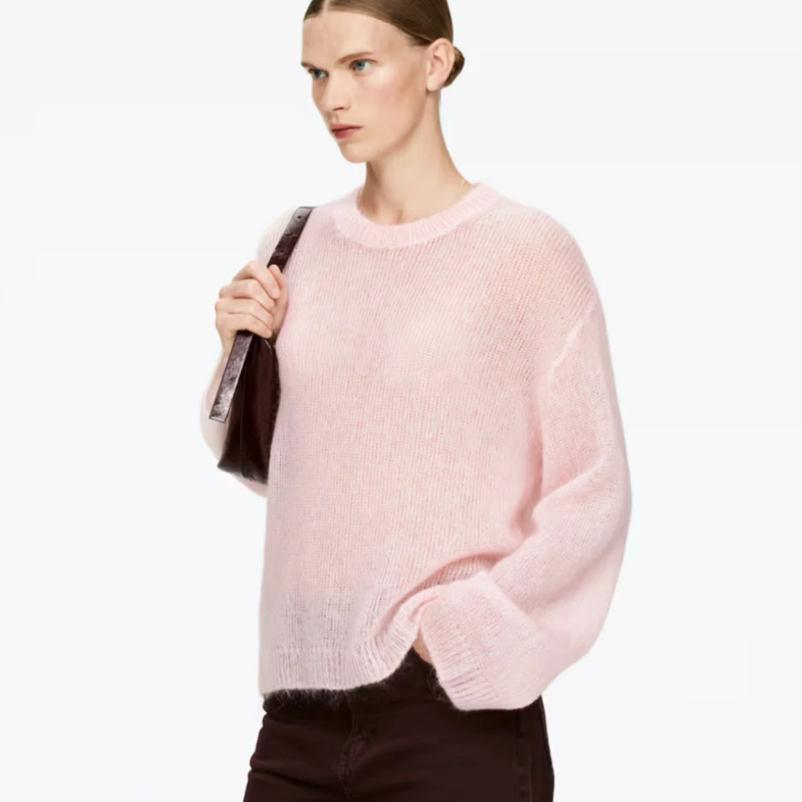 Ljusrosa tröja i ull och mohair - 1