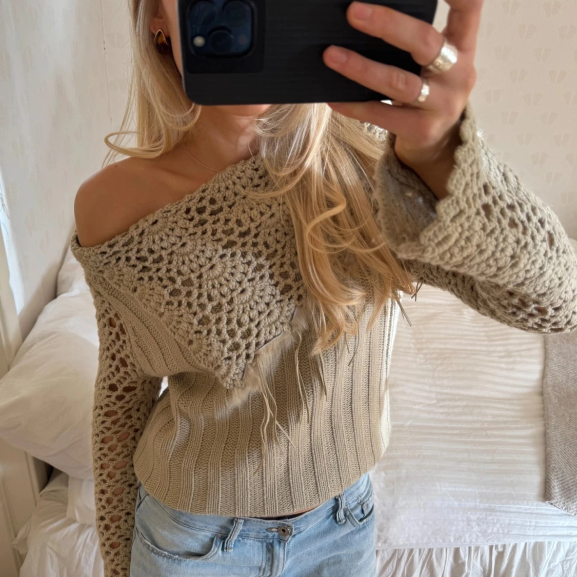 One shoulder stickad tröja - 2