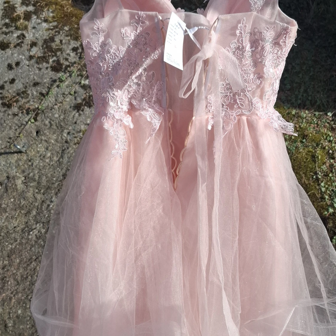 Ljusrosa bal/festklänning med spets och tyll - 3