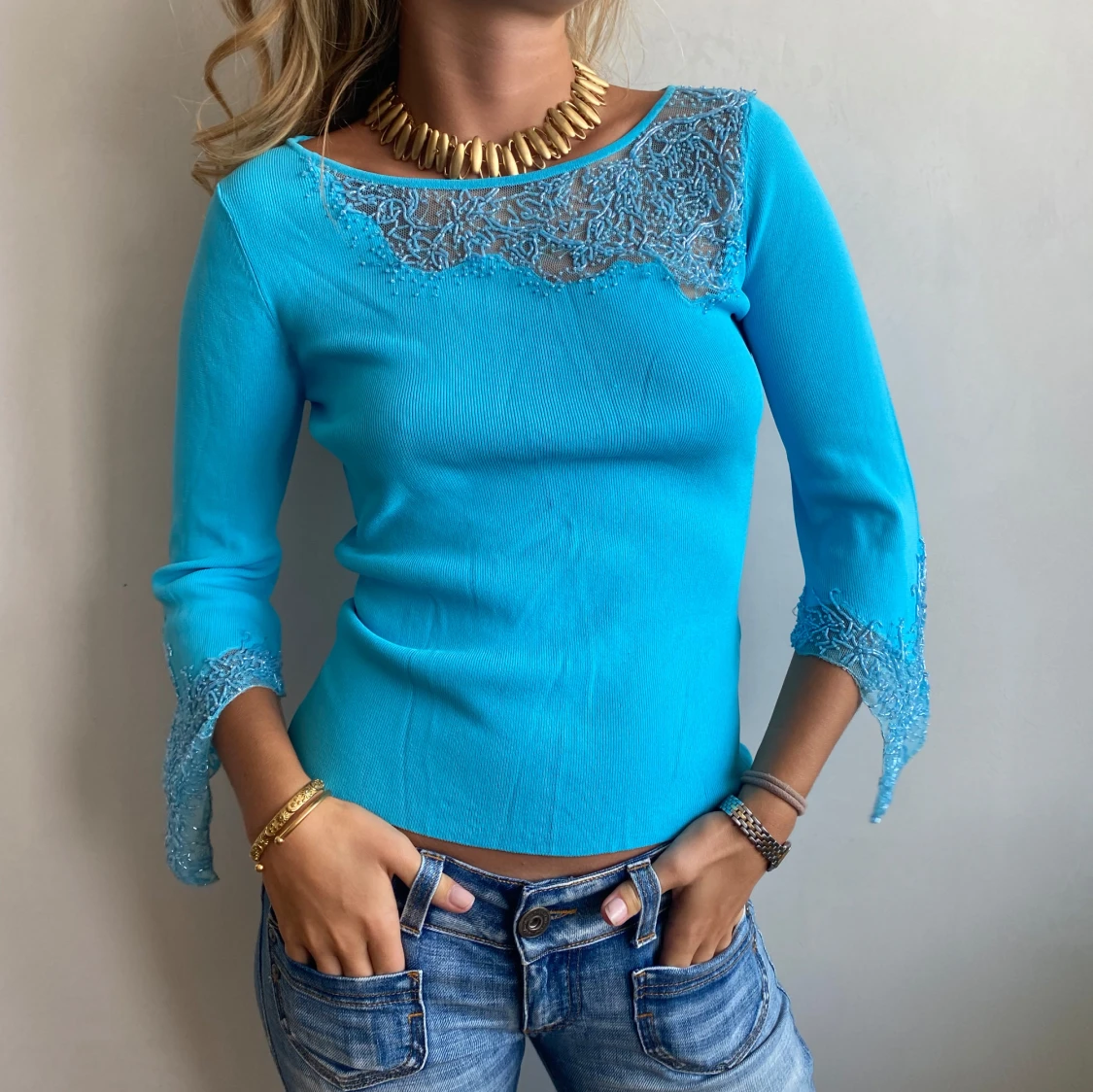 Snygg vintagetopp glaspärlor Ibizavibes! - 1