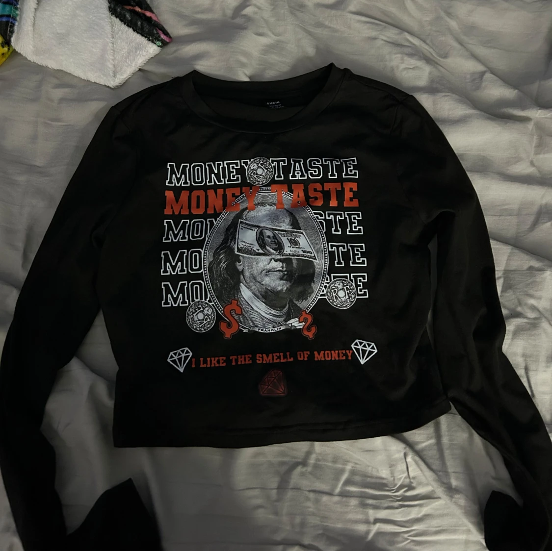 Svart croppad långärmad tröja Shein