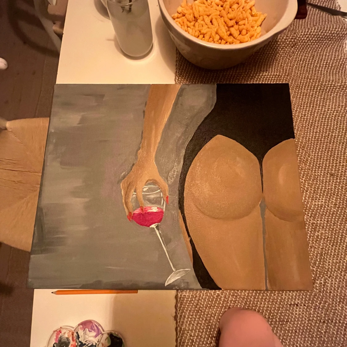 målning: Kvinna med vinglas - 1