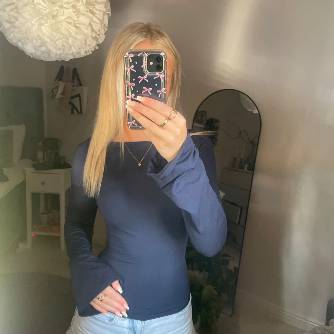 Mörkblå långärmad topp - 1